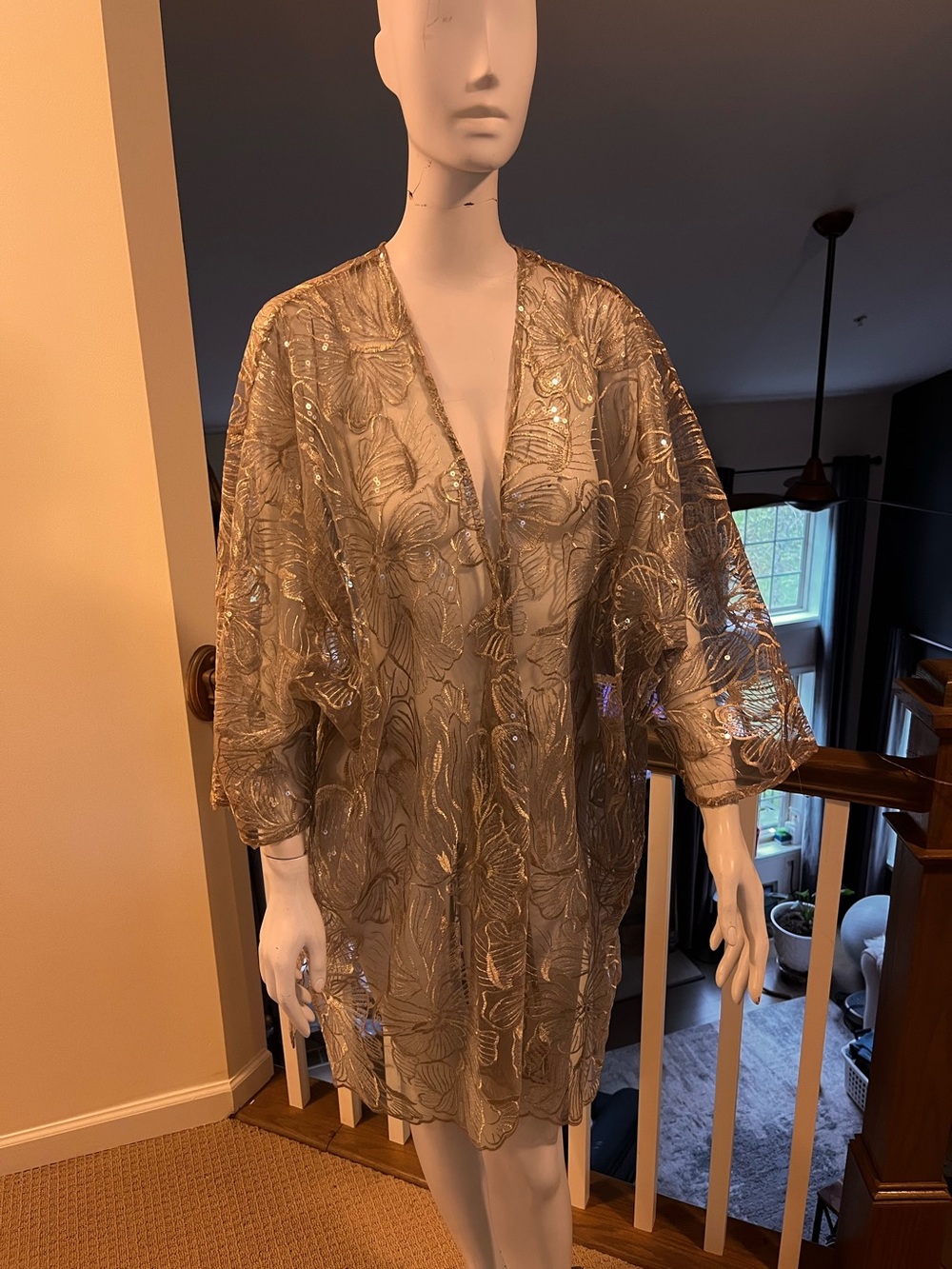 NWT Anne Klein jacket, L/XL, oversized, sparkle, sequin, gold, wedding, evening